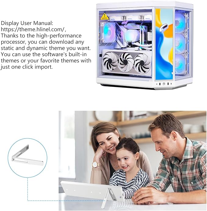 9.16" Computer Temp Monitor, FHD 1920x462 PC Sensor Panel One-Cable Connection(No HDMI Needed), Stretched Bar LCD Dynamic Theme Supported, IPS Mini Secondary Screen for CPU RAM HDD Data (White)