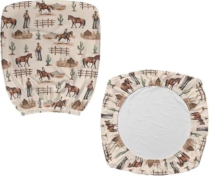 Western Cowboy Horse Office Chair Covers Washable Computer Office Chair Seat Cover 2 Piece Office Chair Slipcovers Protector Desk Accessories Dorm Computer Rotating Chair Slipcover