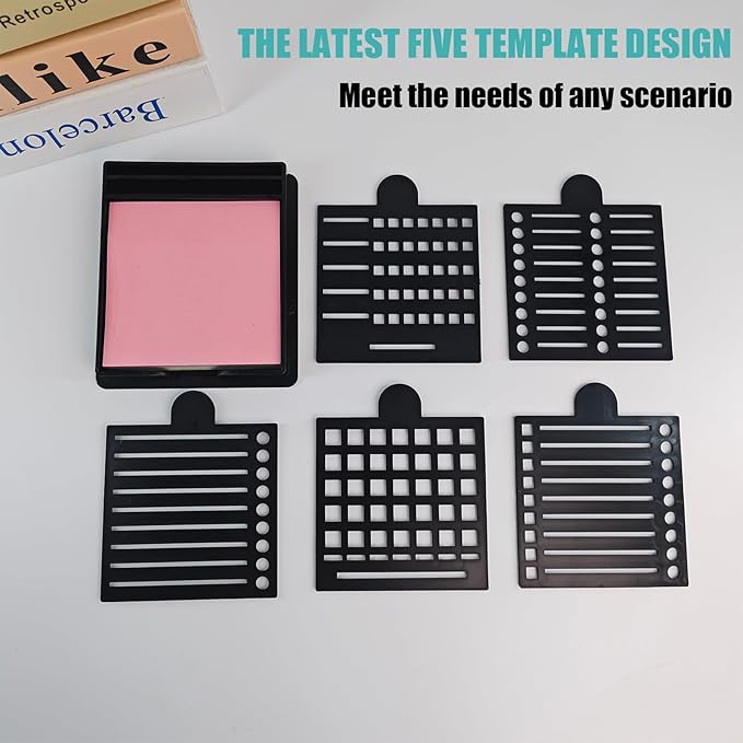 2025 New Sticky Note Stencil, Sticky Note Holder with Five Templates, Suitable for 3x3 Inch Sticky Notes, Perfect for to-Do Lists, Home, Office, Reusable Sticky Notes Dispenser (Blue 5 Templates)