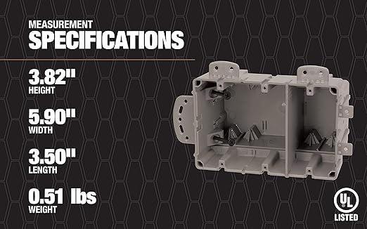 Southwire MSBMMT3G 3 Gang Multi Mount Device Box with Depth Adjustable; Heavy Duty 42lb; Gray