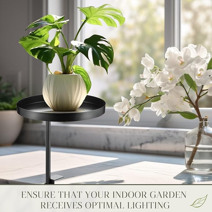 Teenyyou 4 Pcs Window Sill Plant Shelf 5.7''D x 12.4''H Adjustable Window Shelf Windowsill Clamp Tray for Indoor Plants Metal Windowsill Extension Tray Planter Floating Shelves for Indoor Outdoor
