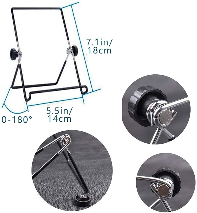 VOVIGGOL Adjustable Tablet Stand Holder 2 Pack, Non-Slip Foldable Holder Cradle Fit for 9-12.9" Tablets, iPad, Samsung and Kindle Fire, Display Stand Picture Frame Stand for Photos (2 Large Black)