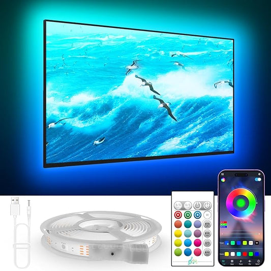 KANTUTOE TV Lights Behind, 19.68ft LED Lights for 55-85 Inch TV, RGB TV Backlight, Music Sync Bluetooth APP and Remote Control Strip Lights USB Powered for Bedroom Gaming Room Decor