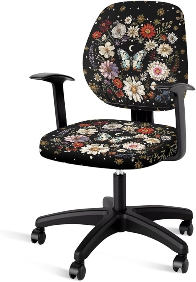 GLENLCWE Mandala Style Butterfly Flower Seat Covers for Chairs Protective Easy to Install Seat Cushion Split Protectors Lightweight Computer Office Chair Cover