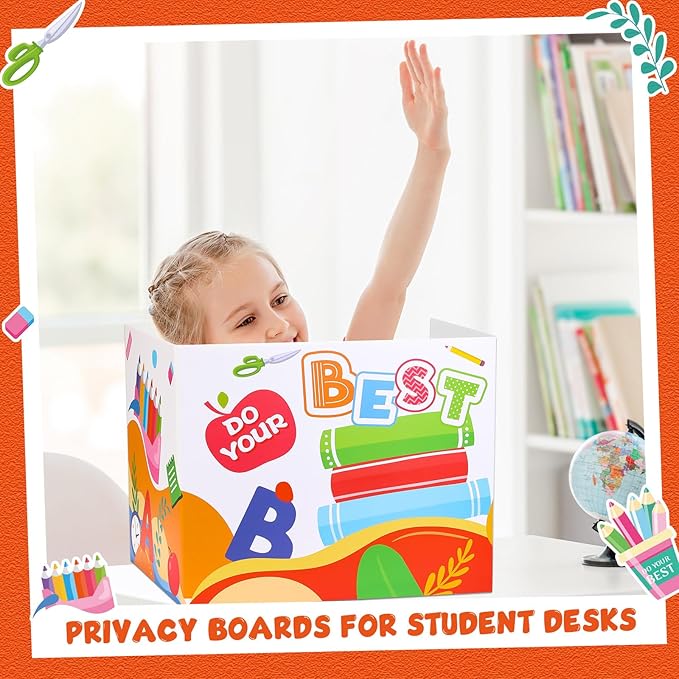 36 Pcs Desk Dividers Privacy Boards for Student Classroom Privacy Folders for Student Desks Study Carrels Reduces Distractions for School Tests, 15.76 x 13.3 x 11.8 inches(Do Your Best)