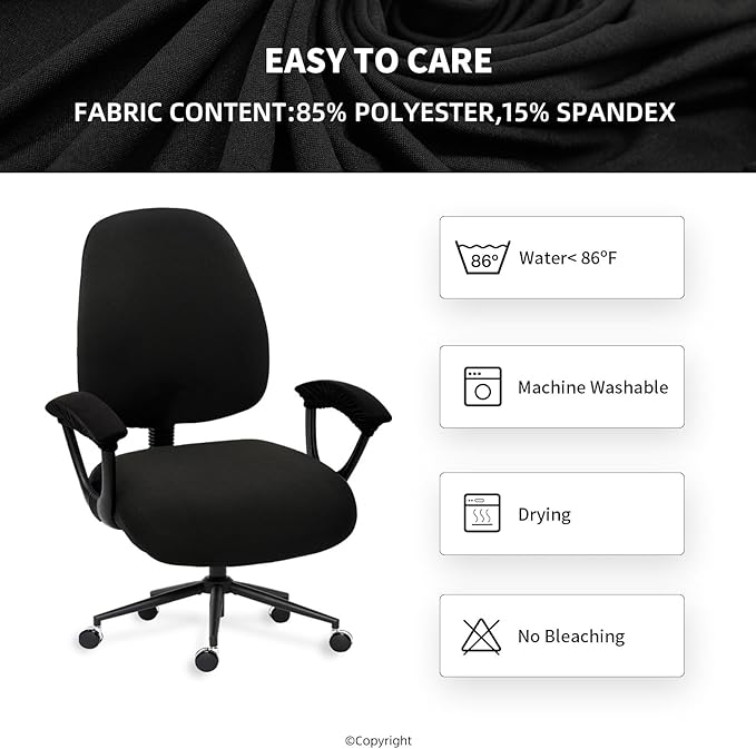 Super Stretchable Split Office Chair Seat Covers & Armrest Covers - Universal Spandex Computer Chair Slipcover - 180GSM Rotating Backrest Coverings Cushion Protectors for Dogs, Cats, Pets (Mocha)