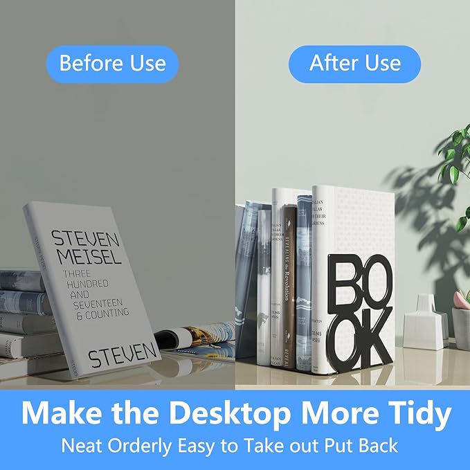 Book Ends,BookEnds Supports for Bookrack Desk,Bookend are Used for Books, Unique Appearance Design,Heavy Duty