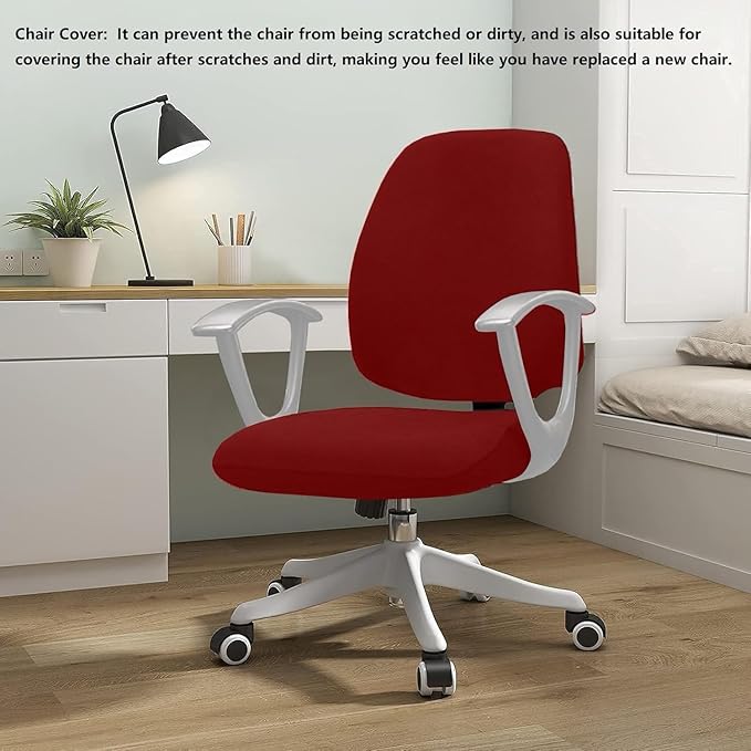 Office Chair Covers - 2 Piece Protective Stretchable Chair Seatcovers Stretch Chair Slipcover, Removable Washable Universal Armchair Cover Slipcover Chair Seat Cover Protector Cover