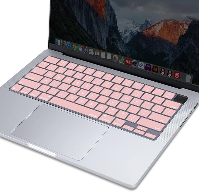 MOSISO Keyboard Cover Skin Compatible with MacBook Air 15 inch M3 A3114 M2 A2941/Air 13.6 A3113 A2681/Pro 14/16 M4 M3 M2 M1, Rose Quartz