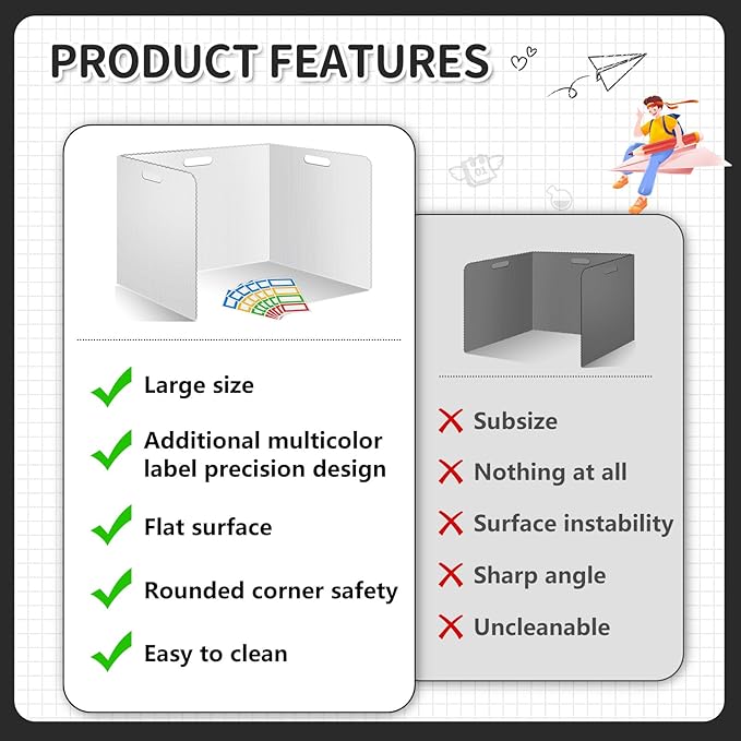 30 Pcs Desk Dividers for Students 14 × 17.5 × 14 Inch Plastic Durable and Waterproof Privacy Folders Shields Test Dividers with Classroom Privacy Boards for School Study Teacher Supplies (White)