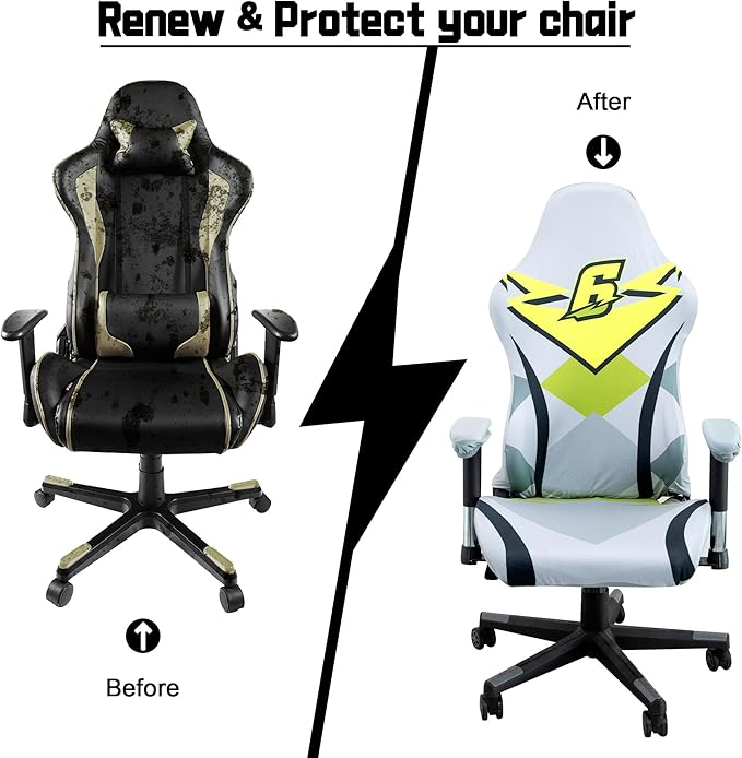 Gaming Chair Covers,Stretchable Computer Chair Cover,Ergonomic Office Chair Cover,for Anti Cat Scratch Protection of Computer Gamer Chair Slipcovers,Racing Chair Covers (Only Covers,Player 6)