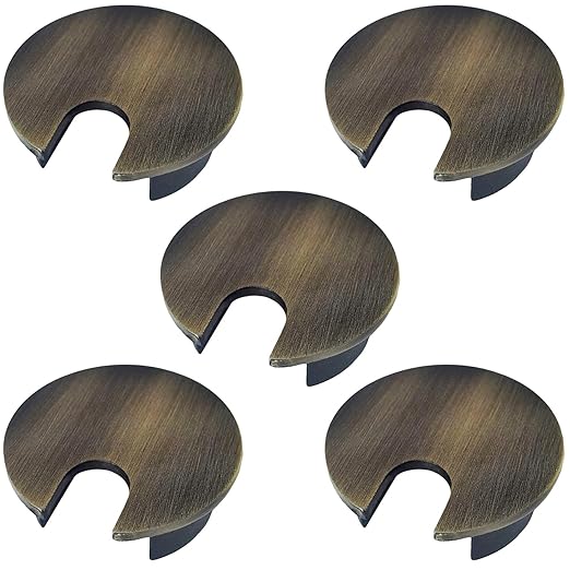 Electriduct 2" Metal Desk Grommet Cable Hole Cover Wire Cord Organizer | Brushed Bronze (5 Pack)