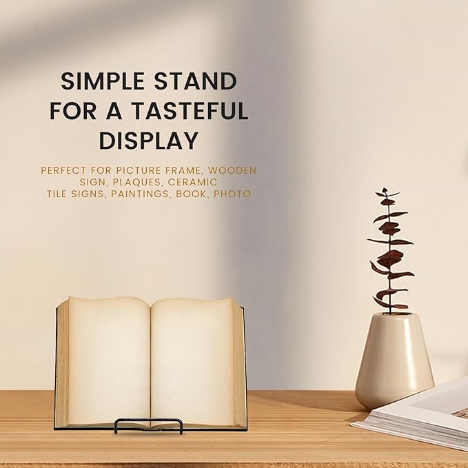 12 Pack 6 Inch Plate Stands for Display,Book Display Stand,Black Metal Decorative Plate Stand,Small Easels for Display,Suitable for Books, Desktop Art, Images, Photos,and Collages