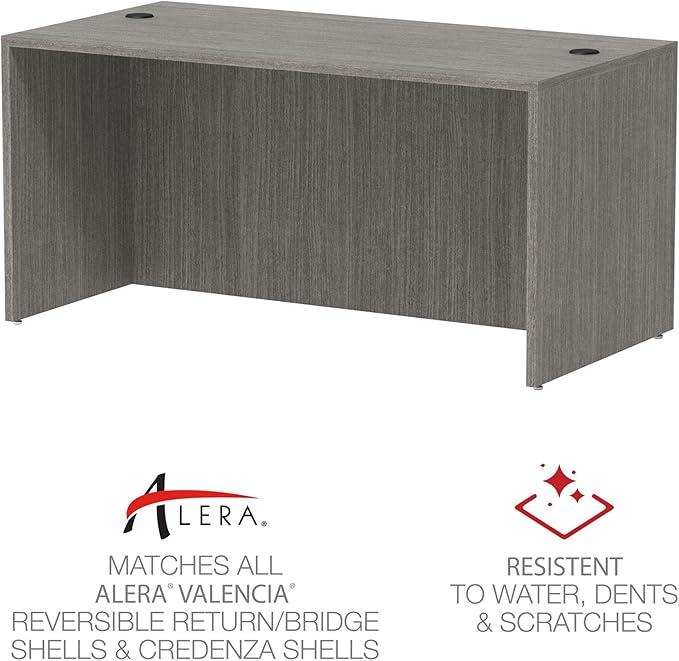 Alera Alera Valencia Series Straight Front Desk Shell, 59.13" x 29.5" x 29.63", Gray