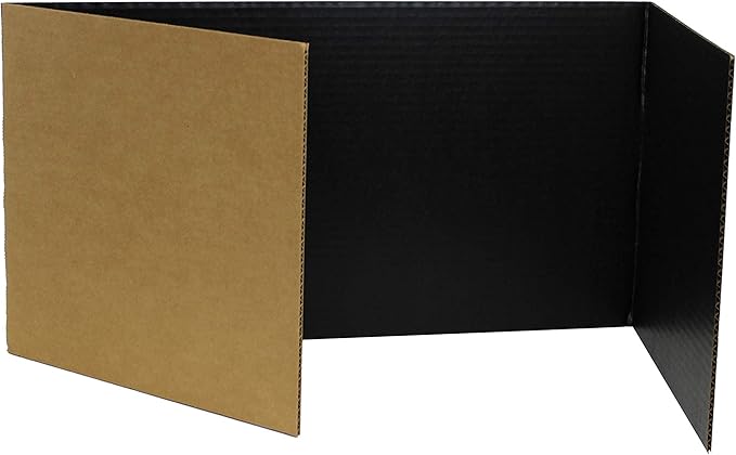 Flipside Products 12”x 48” Black Study Carrel, Privacy Boards, Student Privacy and Focus Booth for The Classroom, Desk Divider Cubby for Tests, Made in USA - 24 Pack