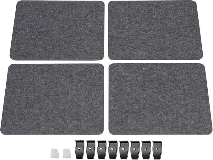 Acoustic Desk Divider, 4Pcs Tabletop Privacy Cubicle Panels, Clamp-On Polyester Fiber Felt Partition, Noise Reducing Office Partition for Workstation, Classroom, Study Area, 20.9*16in Anthracite Gray