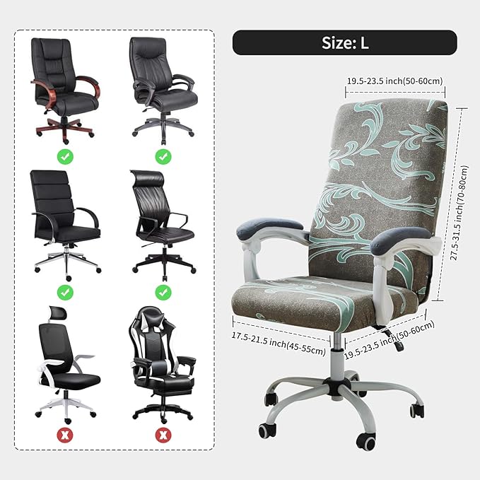 FORCHEER Patterned Large Office Chair Cover Stretch Printed Computer Armchair Slipcover for Desk Chair, Mesh Chair 1 Piece Washable Removable