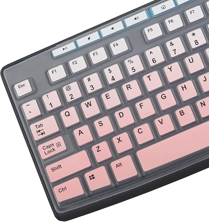 MUBUY Keyboard Cover Skin Protector Fit Logitech MK295 MK275 MK270 Wireless Keyboard, Logitech K200 K260 K270 MK200 MK260 Keyboard (NOT Fit Other Model Keyboards)-GradualPink