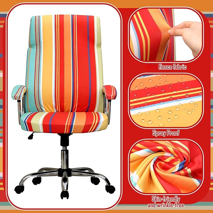 Gilprop 4 Pcs Office Computer Chair Seat Covers Set Universal Desk Rotating Chair Slipcovers Stretch Chairs Armrest Cover Pads Office Cushion Backrest