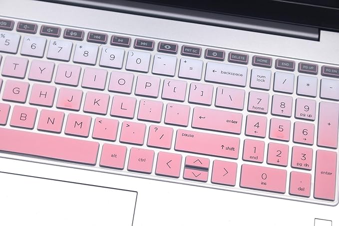 Keyboard Skin Compatible for 15.6" HP Laptop 15-fc 15-fd 15t-fd Series, HP Pavilion 15 15-eg/eh/er 15t-eg200/eg300 15z-eh300 Series, HP Pavilion 17z 17z-cp000 17z-ca200 17-cn 17-cp Series (Ombre Pink)