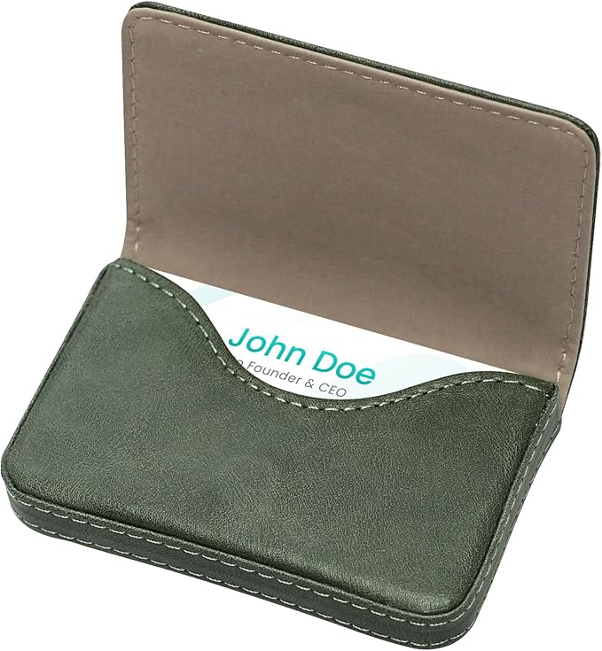 RFID Blocking Wallet - Minimalist Leather Business Credit Card Holder (12-Green)
