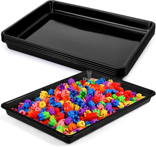 Hoteam 5 Pcs Paper Trays for Classroom Plastic Storage Bin Tray Bulk Stackable File Organizer for School Office Teacher Book Organization Supplies(Black,16.14 x 11.81 x 1.38 Inch)