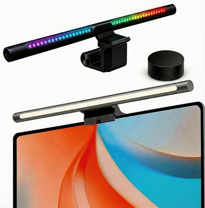 YEELIGHT Monitor Light Bar RGB, Computer Monitor Lamp, No Glare Eye-Care LED Screen Bar, Touch Control USB Reading Desk Lamp for Home Office Work, Stepless Dimming Adjustable Color Temperature