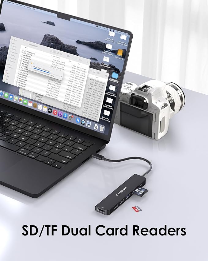 LENTION USB C Hub with 100W Charging, 4K HDMI, Dual Card Reader, USB 3.0 & 2.0 Compatible MacBook Pro, New Mac Air/Surface, Chromebook, More, Stable Driver Adapter (CB-CE18.Black)