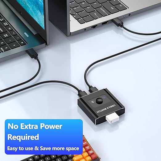 USB Switch, Bi-Directional USB Switch 1 in 2 Out/2 in 1 Out, USB Switcher 2 Computers Sharing Devices Like for Printer, Keyboard, Scanner, Mouse, USB KVM Switch Compatible with Mac/Win/Linux
