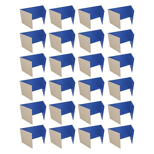 Flipside Products 18”x 48” Blue Study Carrel, Privacy Boards, Student Privacy and Focus Booth for The Classroom, Desk Divider Cubby for Tests, Made in USA - 24 Pack