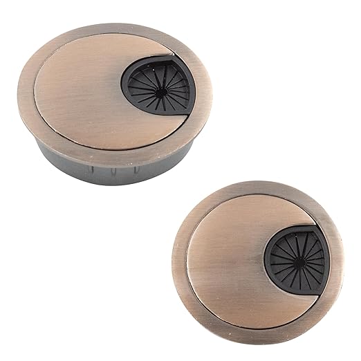 2Pcs 2 Inch(50mm) Red-Bronze Zinc Alloy Wire Cord Cable Table Desk Grommet Hole Covers - for Office and Home Desk Cable Management, Desk Hole, Table Hole