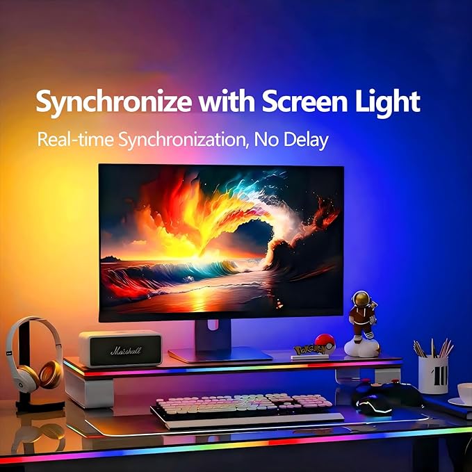 Smart LED Strip Lights for Computer Monitor Backlight, RGB Gaming Lights for 24 inch Screen, 4 Sides