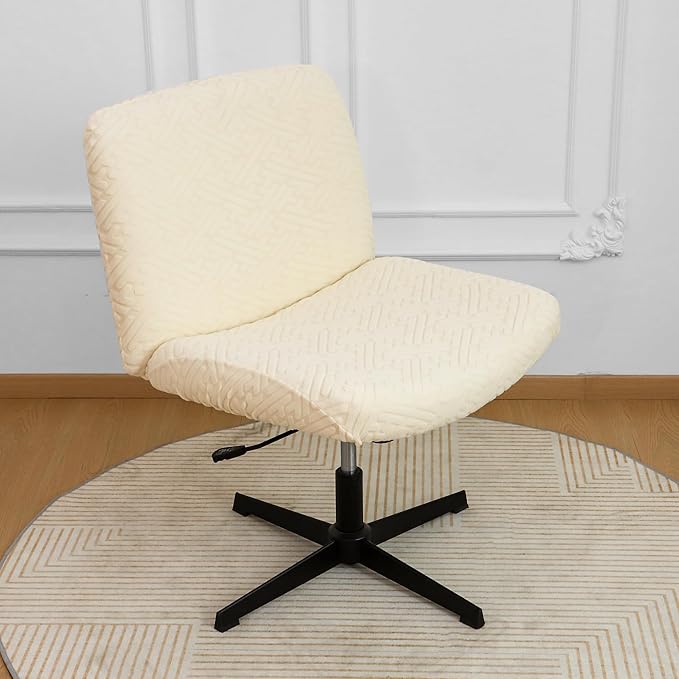 Criss Cross Chair Cover Armless Beige Jacquard Accent Chair Slipcover Stretch Mid-Back Wide Seat Accent Chair Covers Washable