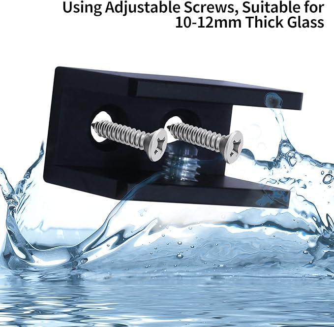 8 Pack Glass Shelf Bracket Floating Shelf Clips, Adjustable Clamp Glass Shelf Holder for 10-12mm Thickness, Shower Brackets Replacement Parts(Black, Rectangle)