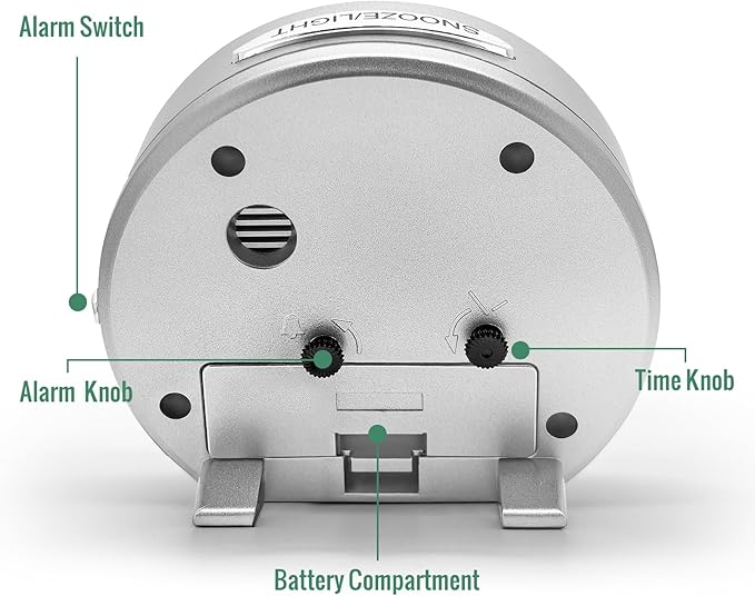 Lamisola 4 Inch Analog Battery Travel Alarm Clocks for Bedrooms, Small Desk Clock, Alarm Clocks for Bedrooms Bathroom Kithchen Home Office, Old School Bedside Table Nightstand Clock Decor, Silver