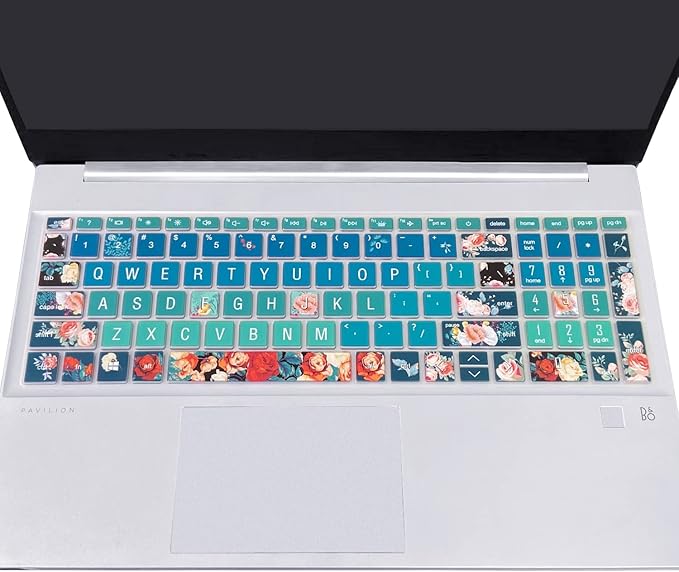 Silicone Keyboard Cover for 15.6 HP Laptop 15-fc 15-fd 15t-fd 15z-fc/HP Pavilion 15-eg 15t-eg 15-eh 15-er, 17z-ca 17-cn 17-cp 17z-cp Model Series,Red Rose