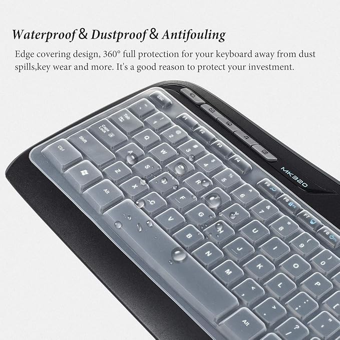 Keyboard Cover Compatible with Logitech MK320 MK330 K330 MK335 Wireless Desktop Keyboard, Logitech MK320-YR002/Y-R0009 Keyboard Protector Skin-Clear