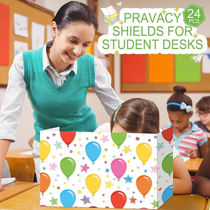 Harloon 24 Pcs Privacy Boards for Student Desk Dividers for Students Cardboard Privacy Folders Classroom Study Carrel Dividers Bulk Folder for Test Reduces Distraction(Stationery)
