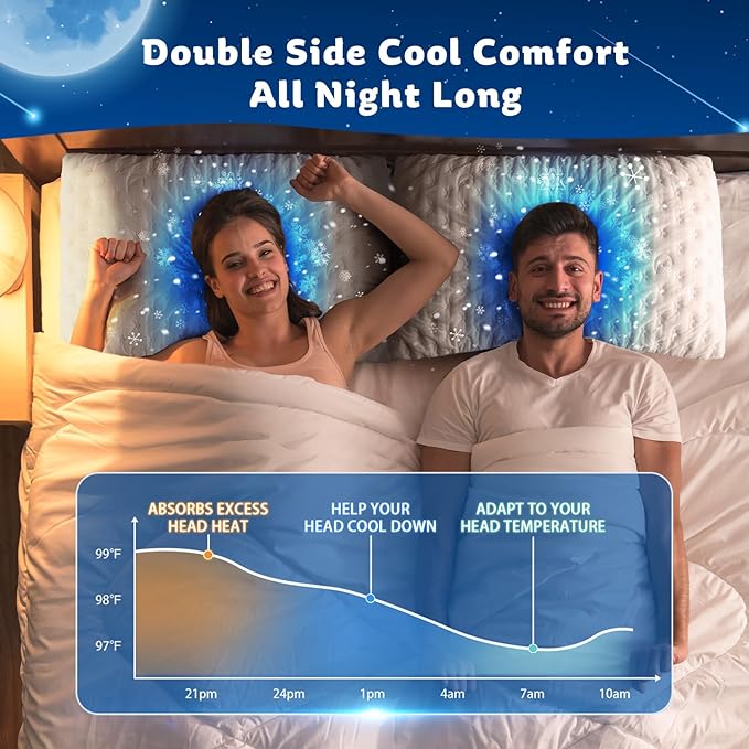 KUCEY Cooling Side Sleeper Pillow for Neck and Shoulder Pain, Luxury Shredded Memory Foam Curved Bed Pillows for Sleeping Set of 1- Adjustable Queen Size- Washable Cover Original White