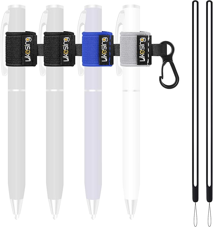 Likesing Pen Holder for Lanyard, Portable Elastic Retractable Pencil Holder with Silicone Lanyard Around Neck, Pen Leash for Nurses, Teachers, Waitres, Carpenters, Construction Workers(Dark-colored)