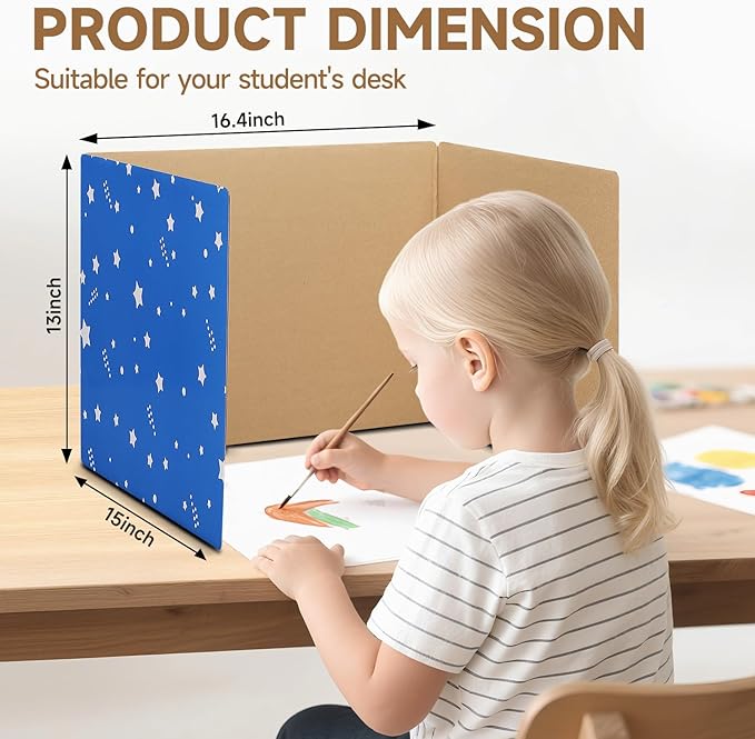 EARTHSON 22 Pack Galaxy Theme Class Privacy Shields, Desk Dividers for Students, Cardboard Privacy Folder for Students, Privacy Boards, Test Divider Classroom Study Carrel Teacher Supplies, Blue