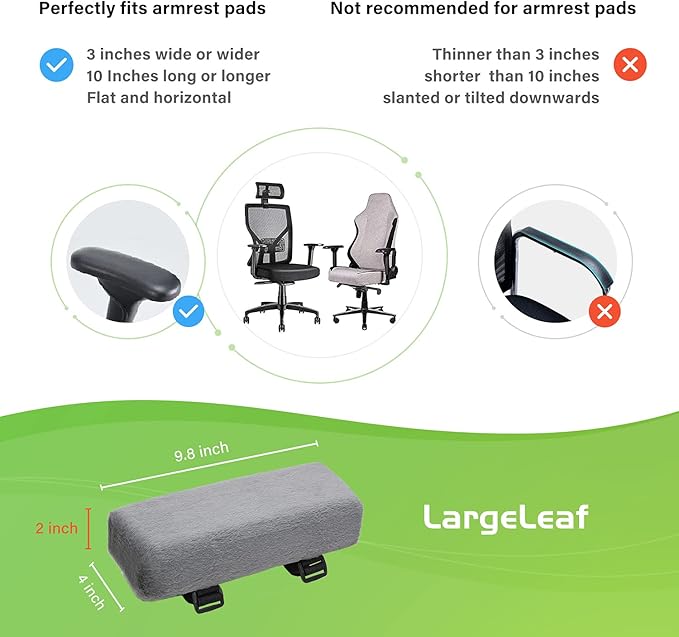 LargeLeaf Plush Dark Gray Office Chair Gaming Chair Armrest Cushions Elbow Pillow Pressure Relief 2-Piece Set of Chair