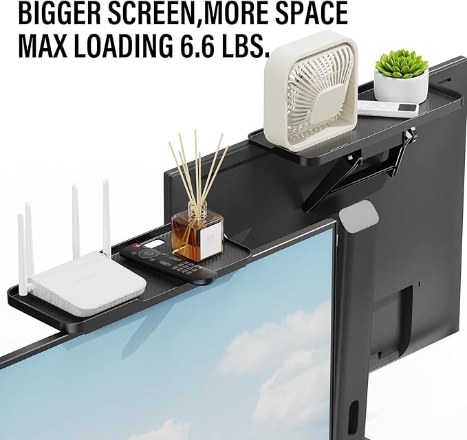 CABTE Adjustable Steel TV Top Shelf, Floating TV Stand, Universal Monitor Shelf for Soundbar, Game Console, Cable Box, Router Shelves (11.8 x 4.9 inch)