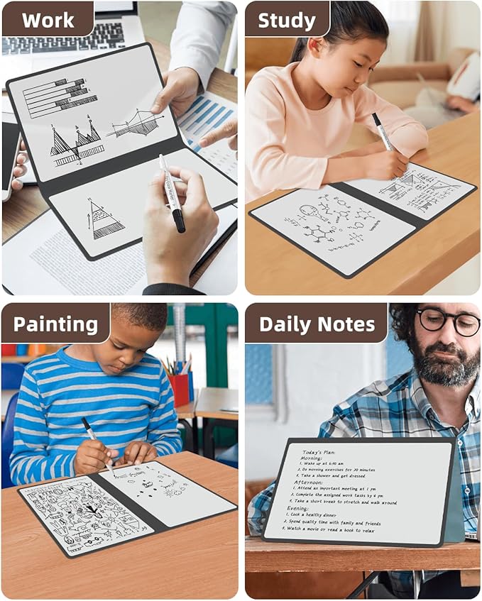 Portable Small White Board Dry Erase Board, Reusable 9.5 * 6.6in Notebook Memo, Office Home Supplies Desk Accessories MH760 (Coffee)