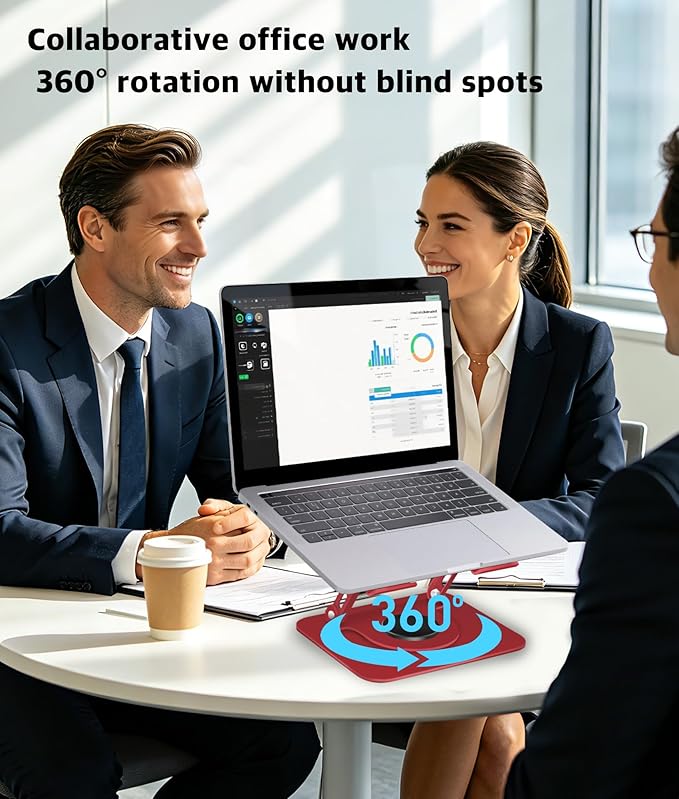 3-Year Red Swivel Laptop Stand-360° Rotating,Ergonomic Adjustable Metal Design,Fits10-16 Laptop Stand,Ideal for Desk Office & Travel,Foldable&Portable,Mechanical Style,Perfect for Everyone