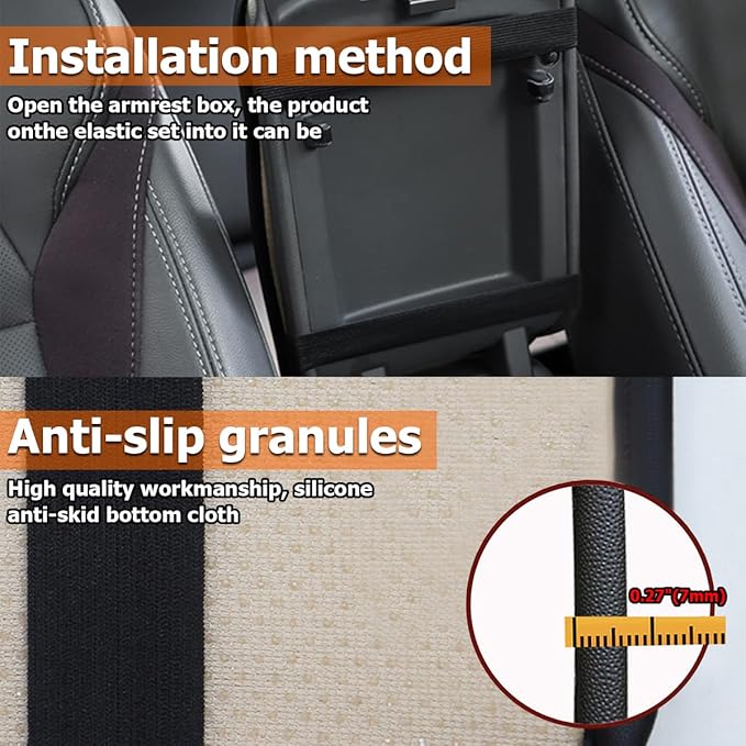 Moly Magnolia Car Center Console Cushion Pad, Universal Leather Waterproof Armrest Seat Box Cover Protector,Comfortable Car Decor Accessories Fit for Most Cars, Vehicles, SUVs (Gray)