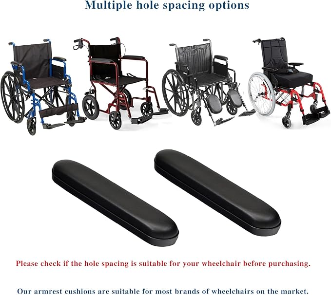 Full Length Padded Armrest Black 13-7/8" Long Wheelchair and Transport Chair arm Cushions, Black (1 Pair) Compatible with All Brands(13-7/8")