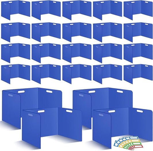 24 Pcs Desk Dividers for Students 14 × 17.5 × 14 Inch Plastic Durable and Waterproof Privacy Folders Shields Test Dividers with Classroom Privacy Boards for School Study Supplies(Blue)