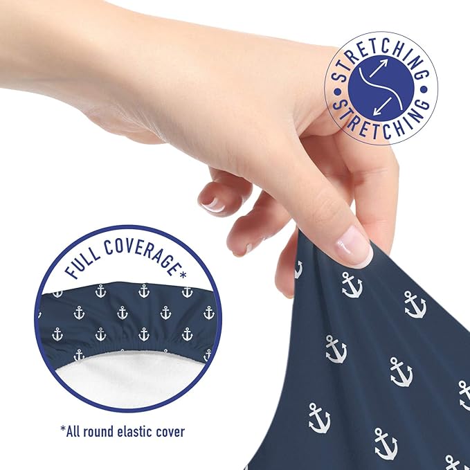Ambesonne Marine Office Chair Slipcover, Nautical Classic Pattern Little Anchor Sea Travel Cruise Theme Sailor Minimal, Decorative Stretch and Washable Fabric Cover, Standard Size, Bluegrey White