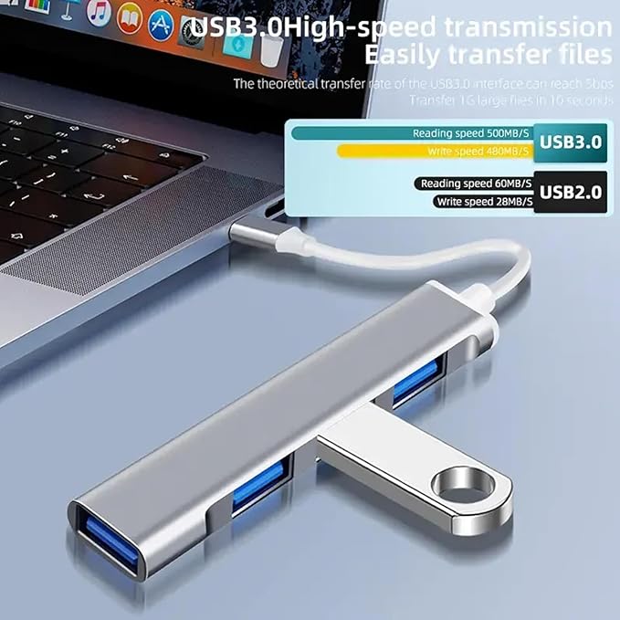 USB Hub Multiport Adapter 4 Ports USB Splitter USB Expander for Laptop, Xbox, Flash Drive, HDD, Console, Printer, Camera, Keyborad, Mouse and More